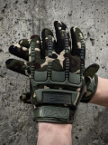 Тактичні рукавички M-pact темно-зелений камуфляж із зеленими накладками Киев