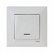 Выключатель одноклавишный с подсветкой белый VIKO Meridian Київ