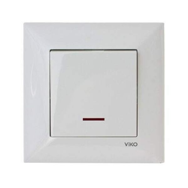 Выключатель одноклавишный с подсветкой белый VIKO Meridian Київ - изображение 1