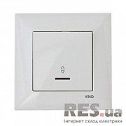 Выключатель одноклавишный проходной с подсветкой белый VIKO Meridian Київ