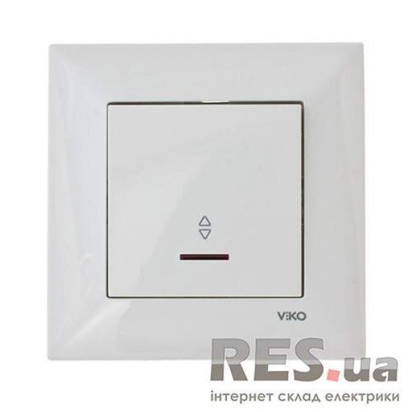 Выключатель одноклавишный проходной с подсветкой белый VIKO Meridian Київ - изображение 1
