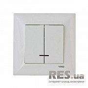 Выключатель двухклавишный с подсветкой белый VIKO Meridian Київ