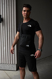 Комплект чоловічий TNF: футболка чорна + шорти чорні + барсетка чорна Київ