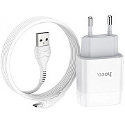 Мережевий зарядний пристрій Hoco C72A 1USB 2.1A with MicroUSB cable White (Код товару:21256) Харьков