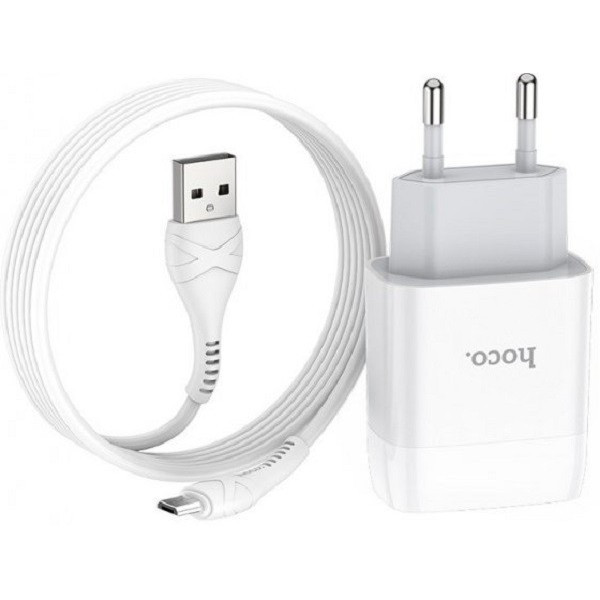 Мережевий зарядний пристрій Hoco C72A 1USB 2.1A with MicroUSB cable White (Код товару:21256) Харьков - изображение 1