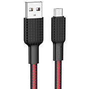 Кабель Hoco X69 Jaeger USB to Micro 2.4A 1m Black&Red (Код товару:37333) Харьков