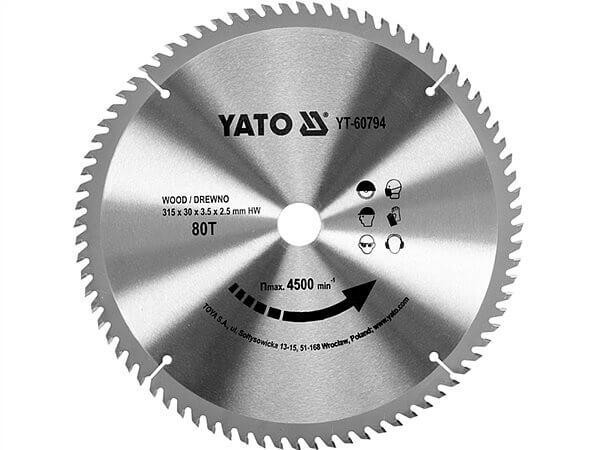Диск пильный по дереву 315 х 30 х 3,5 мм, 80 зубьев Yato - YT-60794 Київ - изображение 1