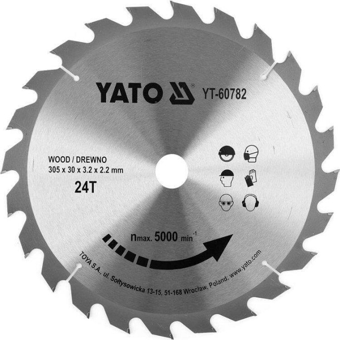 Диск пильный победитовый по дереву 305 x 30 x 3.2 x 2.2 мм, 24 зуба Yato - YT-60782 Київ - изображение 1