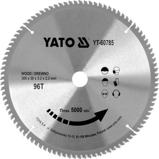 Диск пильный победитовый по дереву 305 x 30 x 3.2 x 2.2 мм, 96 зубьев Yato - YT-60785 Киев - изображение 1