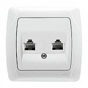 Розетка компьютерная 2-на 2*RJ45 CAT5e белая VIKO Carmen Киев
