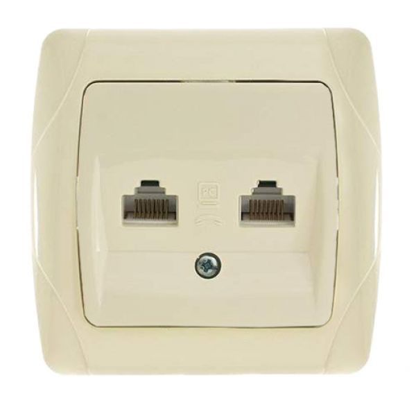 Розетка компьютерная двойная RJ45 CAT5e крем VIKO Carmen Киев - изображение 1