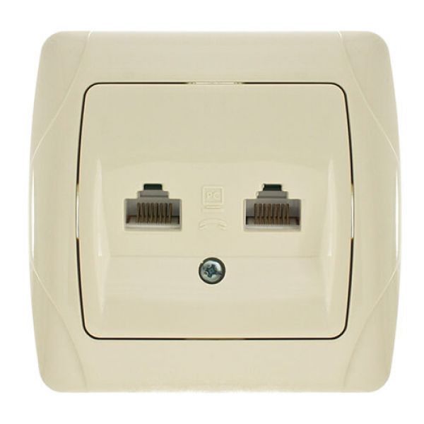 Розетка компьютерная-телефонная RJ45 CAT5e-RJ11 крем VIKO Carmen Киев - изображение 1