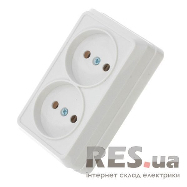 Розетка накладная двойная без заземления белая Р316/2-Cb-W АскоУкрем Киев - изображение 1