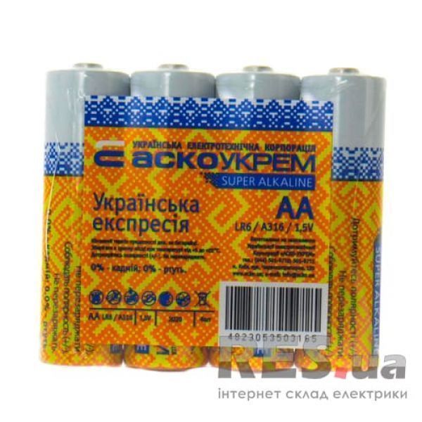 Батарейка щелочная АА, LR6 1,5 В (спайка 4 шт) АскоУкрем Київ - изображение 1