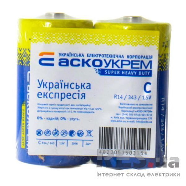 Батарейка солевая C, R14 1,5 В (спайка 2 шт) АскоУкрем Київ - изображение 1