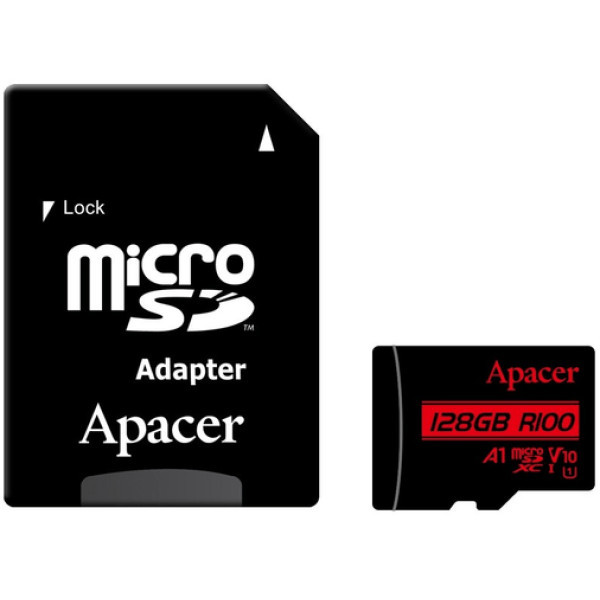 Карта пам'яті Apacer microSDHC 128GB UHS-I Class 10 + SD-адаптер (AP128GMCSX10UB-R) (Код товару:3807 Харьков - изображение 1