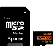 Карта пам'яті Apacer microSDXC 512GB UHS-I/U3 Class 10 + SD-адаптер (AP512GMCSX10U8-R) (Код товару:3 Харьков