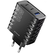 Мережевий зарядний пристрій Proove Speed Surge Gan 65W (USB + 2 Type-C) Black (WCSS60120001) (Код то Харьков