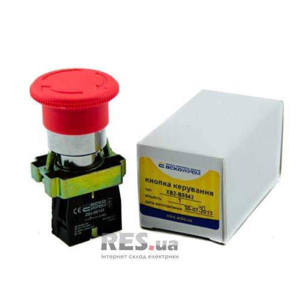 Кнопка XB2-BS542 1NC грибок D-40 красная возвращение поворотом АскоУкрем Київ - изображение 1