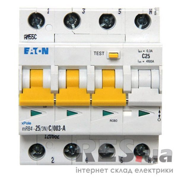 Дифференциальный автоматический выключатель mRB4-32/3N/C/0.03 32А 30мА 3 Нп. Eaton Київ - изображение 1