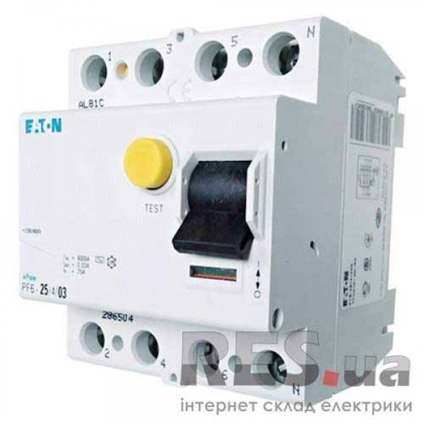 Устройство защитного отключения PF6-25/4/0.3 25А 4п 300мА. Eaton Київ - изображение 1