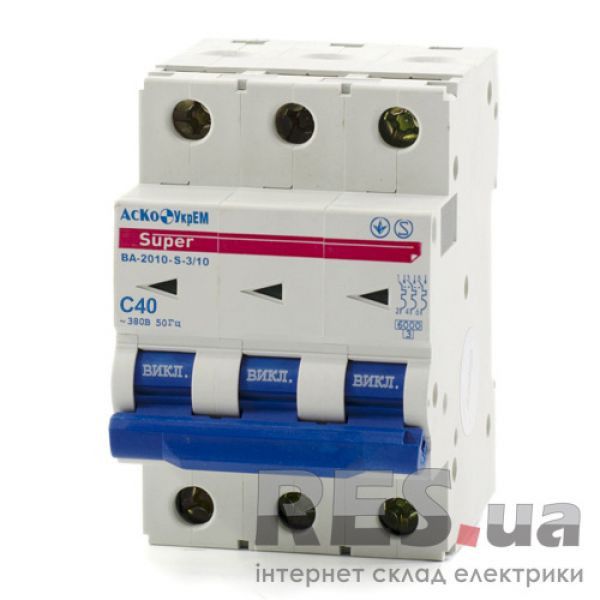 Выключатель автоматический ВА-2010S 3р 40А Аско Укрем Київ - изображение 1