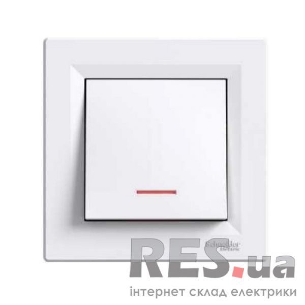 1-клавишный выключатель Schneider Asfora с подсветкой Белый (EPH1400121) Киев - изображение 1