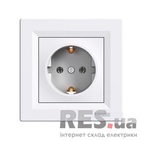 Розетка Schneider Asfora с заземлением Белая (EPH2900121) Київ - изображение 1