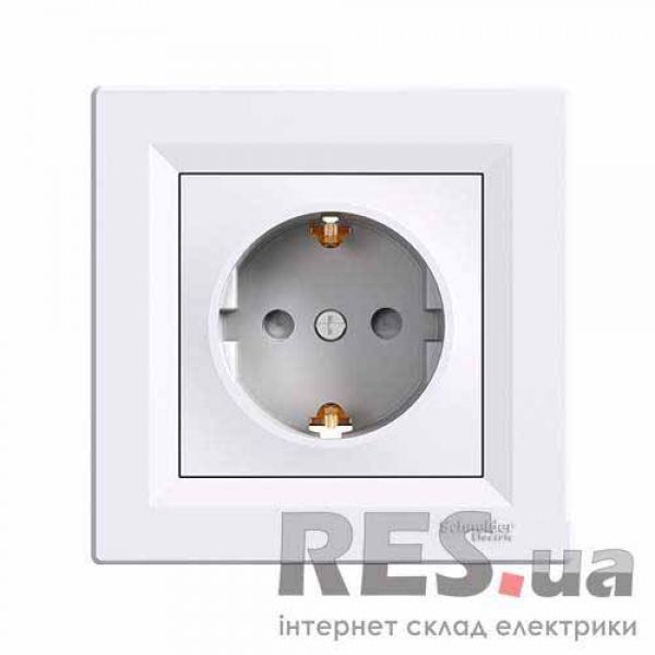 Розетка Schneider Asfora с заземлением и шторками Белая (EPH2900221) Київ - изображение 1