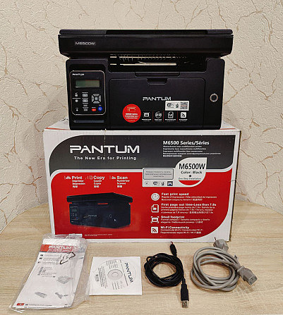 Лазерний Wi-Fi БФП Pantum M6500W+USB, мережевий кабелі/Пробіг: 400 стр Раздельная - изображение 1