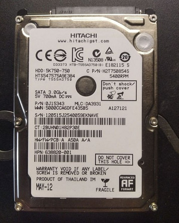 Жесткий диск Hitachi 750GB 2.5 SATA Киев - изображение 1