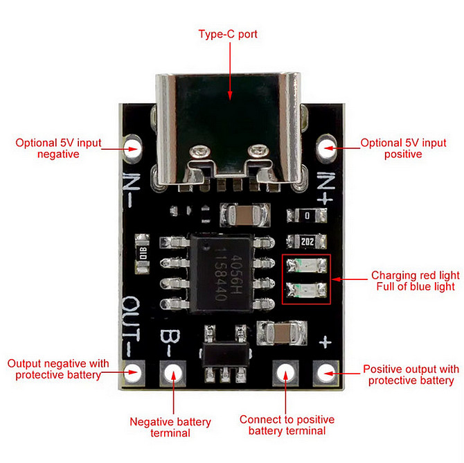 Мини-контроллер заряда TP4057 USB-Type-C 5V 1A Борисполь - изображение 1