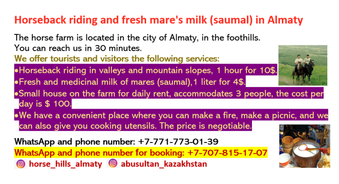 Reiten und frische Stutenmilch (Saumal) in Almaty Дніпро - изображение 1