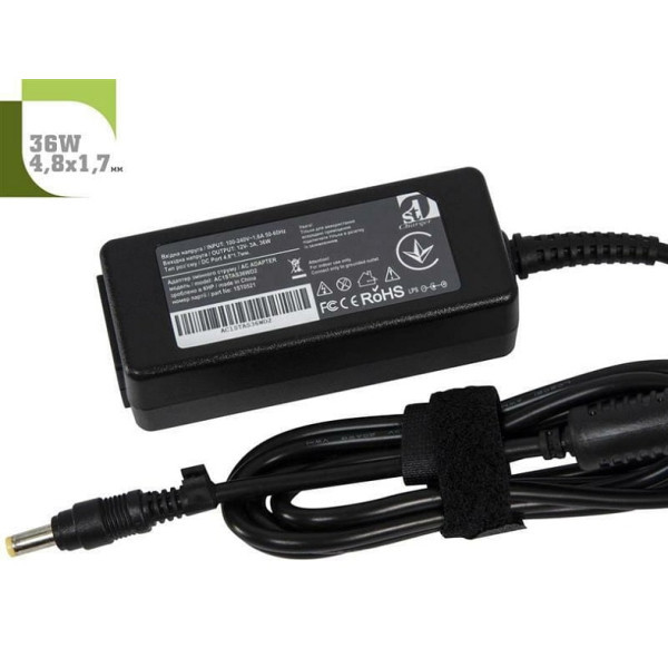 DM Блок живлення 1StCharger для ноутбука Asus 12V 36W 3A 4.8х1.7мм + каб.жив. (AC1STAS36WD2) (Код то Харьков - изображение 1