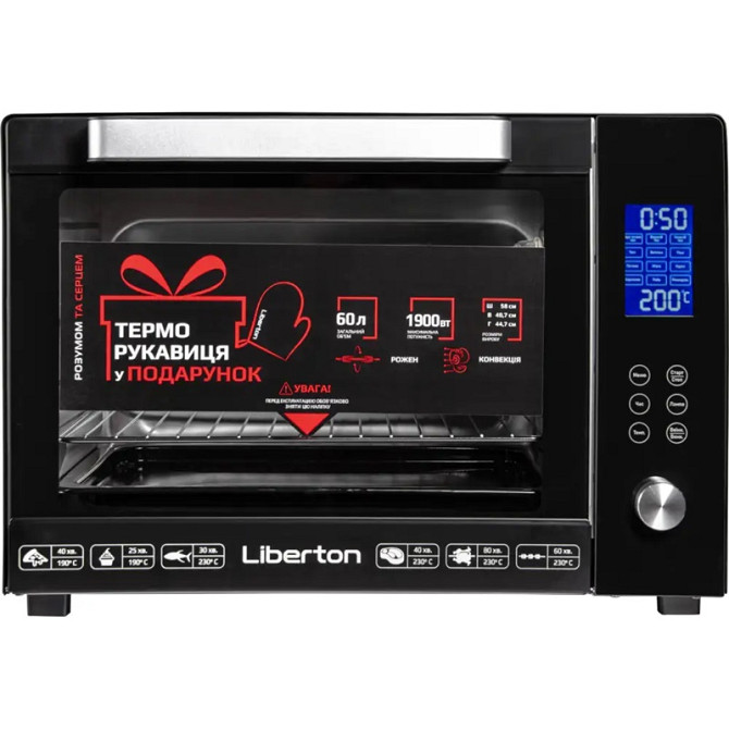 Электропечь Liberton LEO-601E Black 60 л черная Київ - изображение 1