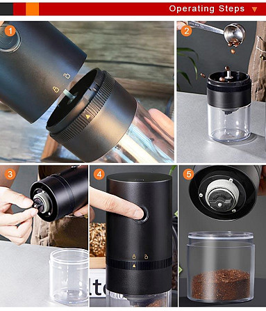 Кавомолка Reup 13W – компактна модель з акумулятором і зарядкою Type-C Киев - изображение 1
