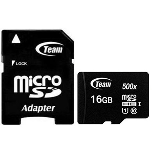 Карта пам`яті Team Black MicroSDHC 16GB UHS-I Class 10 + SD-adapter (TUSDH16GCL10U03) (Код товару:39 Харьков - изображение 1