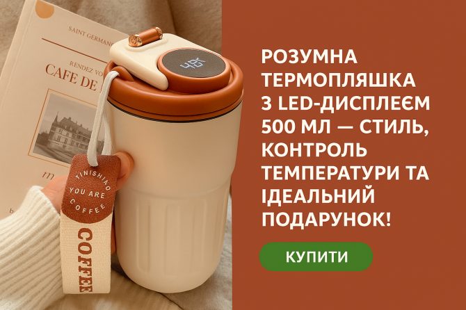 Розумна термопляшка з LED-дисплеєм 450 мл – стиль, контроль температури та ідеальний подарунок! Киев - изображение 1