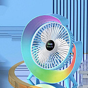 Вентилятор настольный бесшумный с подсветкой RGB Fan Colorful Desktop 19030 голубой Київ