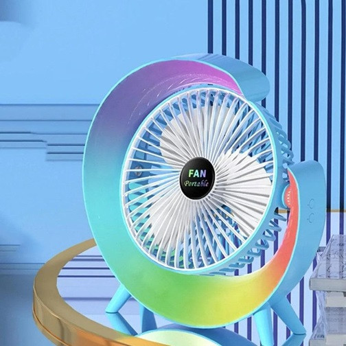 Вентилятор настольный бесшумный с подсветкой RGB Fan Colorful Desktop 19030 голубой Київ - изображение 1
