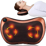 Массажная подушка инфракрасный роликовый массажер для шеи и спины Massage Pillow 19125 коричневая Київ