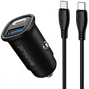 Автомобільний зарядний пристрій Proove Flash 30W (Type-C + USB) + Cable Type-C to Type-C Black (CCFC Харьков