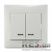 Выключатель 2 клавишный с подсветкой белый Lemanso Сакура LMR1007 Київ