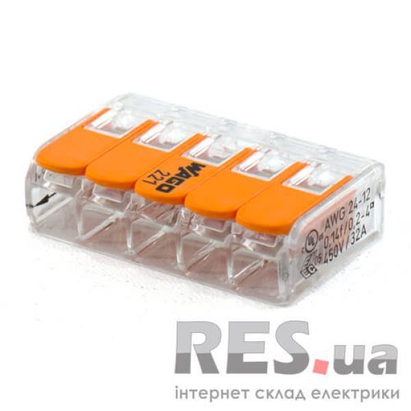 Клемма быстрого монтажа 5х(0,08х2,5) 221 серия Wago Київ - изображение 1
