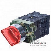 Переключатель XB2-BK2465 1NO 1NC 2-позиционный поворотный красный с подсветкой АскоУкрем Киев