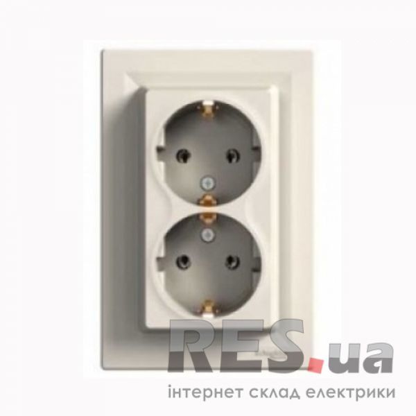 Розетка двойная Schneider Asfora с заземлением Крем (EPH9900123) Киев - изображение 1
