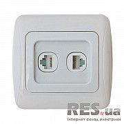 Розетка встроенная компьютерная двойная в сборе белая РВсомсб-2-Sq-W АскоУкрем Киев
