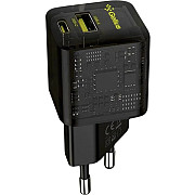 Мережевий зарядний пристрій Gelius Genesis GP-HC055 30W GaN USB+Type-C Transparent Black (Код товару Харьков