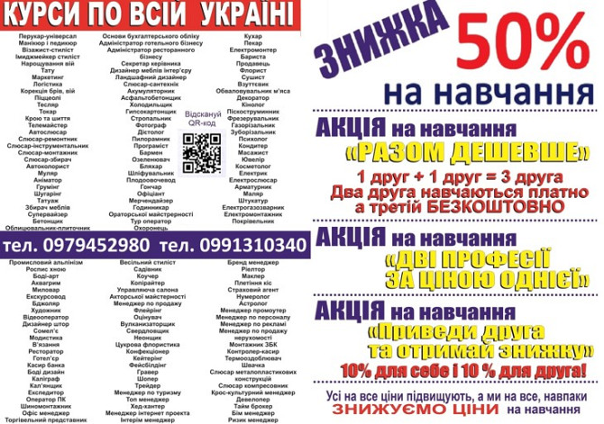 Курси пекар, бровіст, тесляр, плиточник, барист Київ - изображение 1