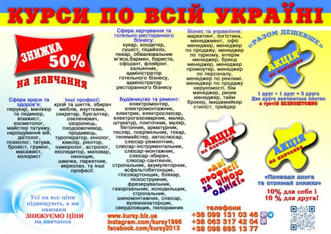 Курси покрівельник, швачка, нумеролог, садівник, холодильщик, електромонтажник Кировоград - изображение 1